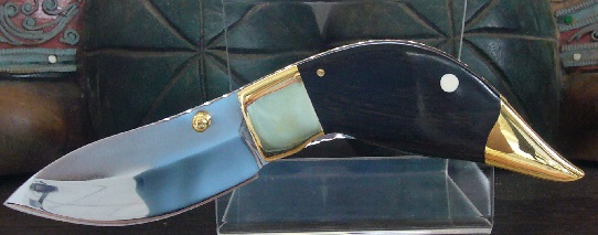  Folding knife with wooden handle Cosmic Duck. (Eye pins, ivory)