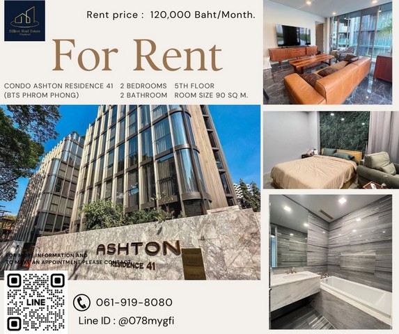 Condo For Rent "Ashton Residence 41" -- 2 Bed 90 Sq.m. 120,000 baht -- Best price, An area for animal lovers to raise animals in the condo!!