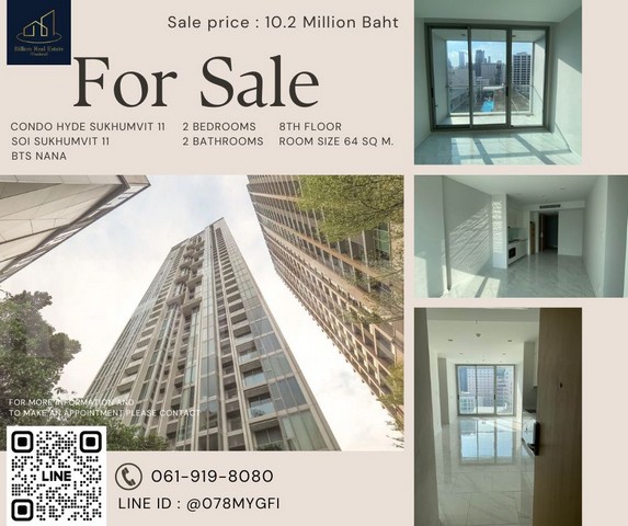 >>> Condo For SALE "Hyde Sukhumvit 11" -- 2 bedrooms 64 Sq.m. 10.2 Million Baht -- Luxurious in the heart of the city, Near BTS Skytrain!!