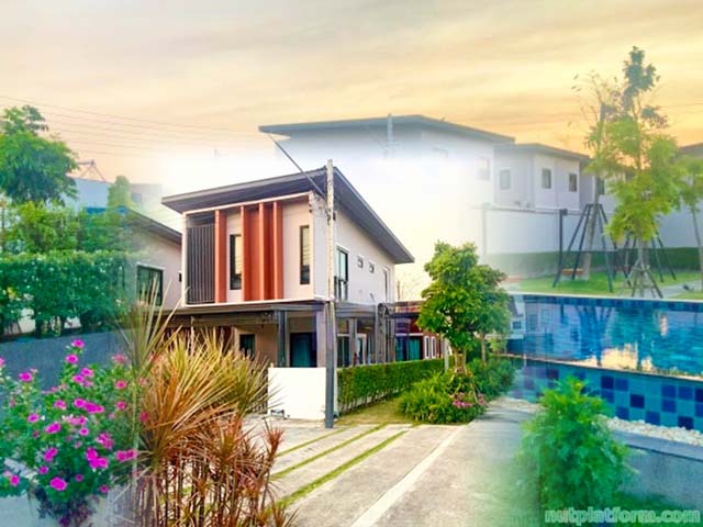 รพ.วิภาราม บ้านหลังมุม 2 ชั้น 4 นอน ต้อนรับต่างชาติ เฟอร์หรูครบ 4นอน 5แอร์  อมตะนคร 5.1 กม.  3 น้ำ 39 ตร.วา.282 ตร.ม.หรูรา  