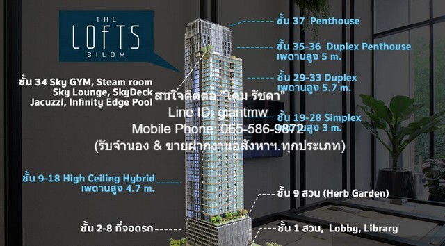 CONDOMINIUM เดอะ ลอฟท์ สีลม The Lofts Silom 14500000 BAHT.  area 78 ตาราง.เมตร ไม่ไกลจาก ท็อปส์ มาร์เก็ต สีลม ราคาถูกเหลือเชื่อ กรุงเทพ