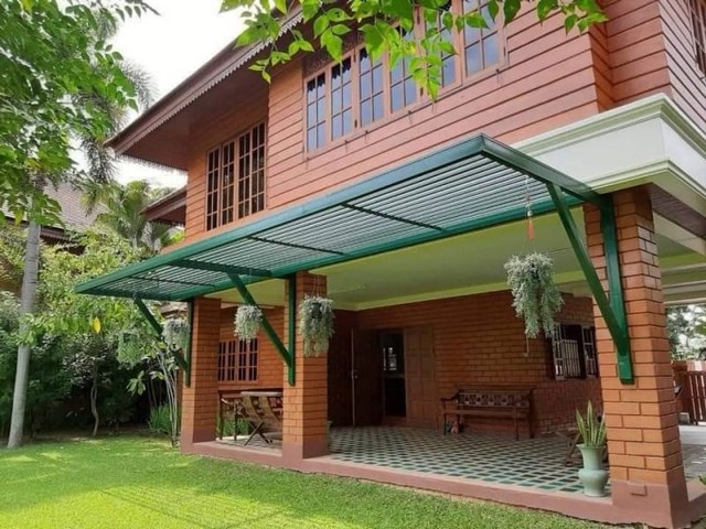 บ้านไม้สักทอง หน้าติดน้ำ ร่มรื่นย เย็นสบาย สันนาเม็ง สันทราย
