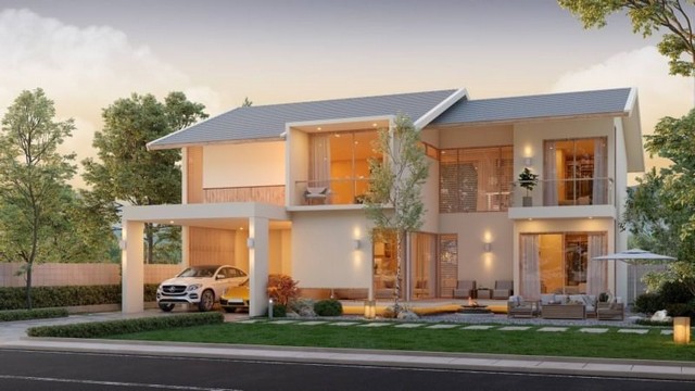 บ้านสร้างใหม่ 2 ชั้น ตกแต่งสวย เฟอร์บิ้วอิน โซนแม่เหียะ