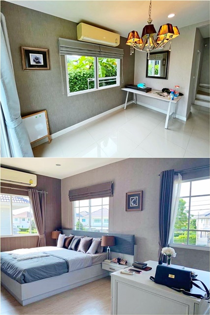 RIS School ถ.ร่มเกล้า 6 คฤหาสน์หรู MRT มีนบุรี 1.8 กม เฟอร์ครบ บ้าน 2 ชั้น 3นอน 2น้ำ 240ตร.ม. 59ตร.วา. ให้เช่า 4แอร์ ติดสวนหย่อม 4 แอร์