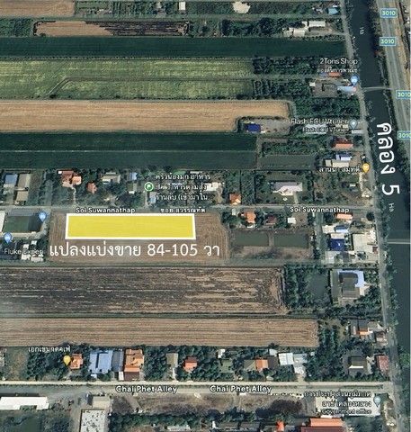  ขายที่ดินแปลงสวย 84 ถึง168 วา อยู่คลอง 5 คลองหลวง ซอยสุวรรณทัพ ตรงข้ามศูนย์ราชการ 