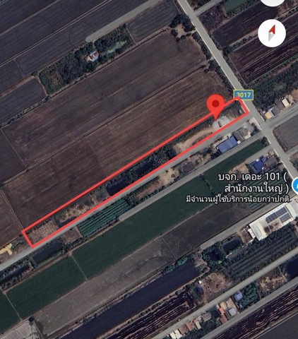 ขายที่ดิน 9-3-45 ไร่ ขุนศรี ไทรน้อย ติดถนน 3017 ยาว 35 เมตร