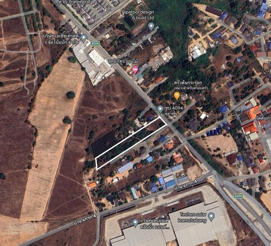 ที่ดิน 4 ไร่ ริมถนน ชบ.4094 บางละมุง ชลบุรี ทำบ้าน โกดัง ใกล้ตลาดโรงโป๊ะ