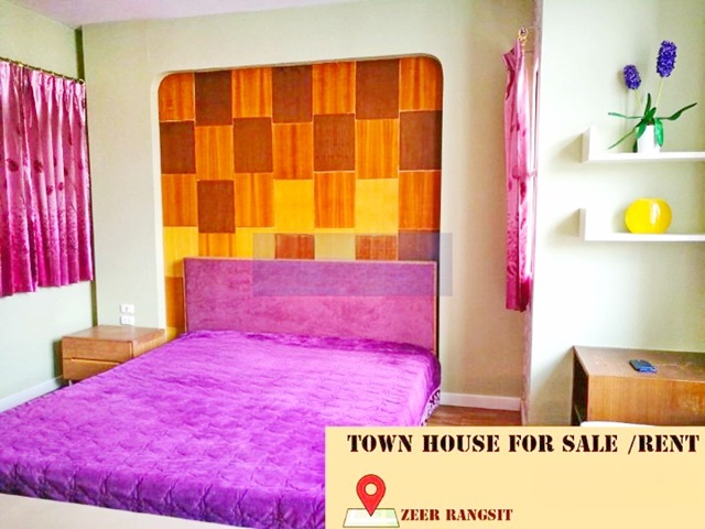 BTSแยก คปอ. 3.7กม.ม.รังสิต 3.9กม. ให้เช่าทาวน์เฮาส์ 3 ชั้น พร้อมเฟอร์บิวท์ แอร์5  เซียร์ รังสิต 350 ม.