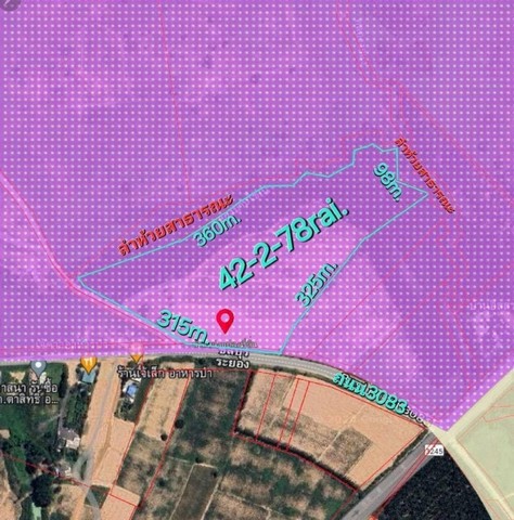 ขายที่ดินหนองเสือช้าง หนองใหญ่ ชลบุรี เนื้อที่ 42-2-78 ไร่ พื้นที่สีม่วงลาย 