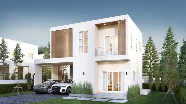 บ้านเดี่ยว 2 ชั้น สไตล์โมเดิร์นมินิมอล ร่มรื่น ธรรมชาติ สันทราย