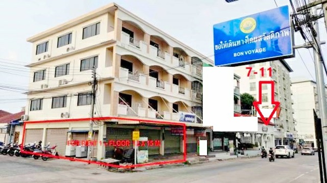 ขาย เช่าอาคาร 3 คูหา 2ชั้น วิวทะเล หาดจอมเทียน ตลาดเทพประสิทธิ์ 1.5 ม. หัวมุม 54 ตร.วา.400 ตร.ม.  ติดถนนใหญ่ เฟอร์ครบ 3นอน 3 น 3 แอร์ 