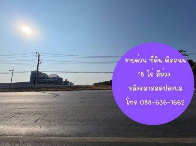 ขายที่ดิน สุวิทวงศ์ ถ.ตลาดปองพล ผังเมือง EEC สีม่วง ติดถนนใหญ่กว้าง 20 เมตร Land for sale 土地出售