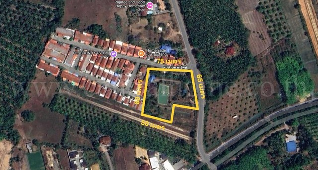 ที่ดินพร้อมสิ่งปลูกสร้าง 3-2-66.4 ตร.วา หน้าหมู่บ้าน ทวีทรัพย์ บ้านควน