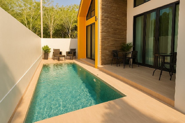 พูลวิลล่าหรู 1 ชั้น เป็นส่วนตัว  อ่าวนาง   64ตร.วา.254ตร.ม บรรยากาศเงียบสงบ.3 นอน 3 น้ำ เฟอร์ครบ ทำเลเยี่ยม  เดินทางง่าย 