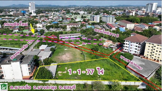 ขายที่ดิน 1-1-77 ไร่ นาเกลือ พัทยา ชลบุรี ขายที่ดินใกล้หาดพัทยา ใกล้เทอร์มินอล 21 พัทยา ทำเลโพธิสาร 8 ราคาต่ำกว่าตลาด ตารางวาละ 35,000 บาท