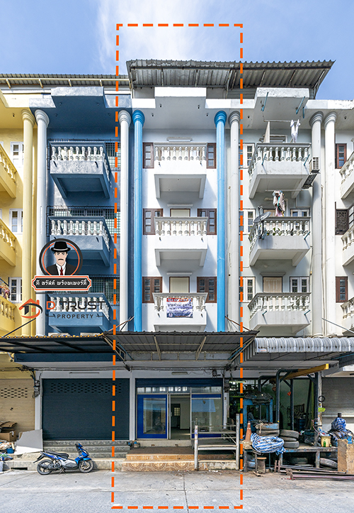 ขาย ตึกแถว 4ชั้น ครึ่ง อยู่ใกล้โลตัสศรีนครินทร์ ในโครงการรินทร์ทองคอนโด กู้ได้เต็ม