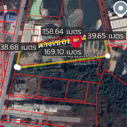 ขายที่ดินพานทองชลบุรี 4-1-35 ไร่  พื้นที่สีเหลือง 4-1-35 ไร่ (แบ่งได้ 2 ไร่)