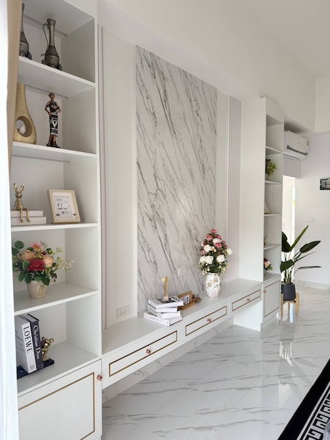 BS974 ขายบ้านเดี่ยวใหม่สไตล์โมเดิร์น พิกัดมาบประชัน เมืองพัทยา บางละมุง ใกล้อ่างเก็บน้ำ บรรยากาศดี ไม่มีค่าส่วนกลาง