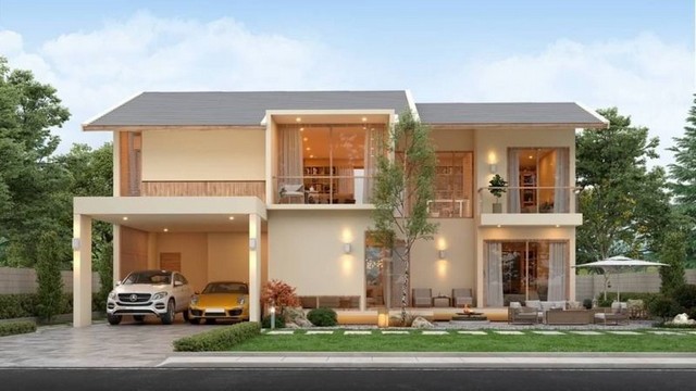 บ้านสร้างใหม่ 2 ชั้น สไตล์โมเดิร์น ตกแต่งสวย บิ้วอินทั้งหลัง แม่เหียะ 