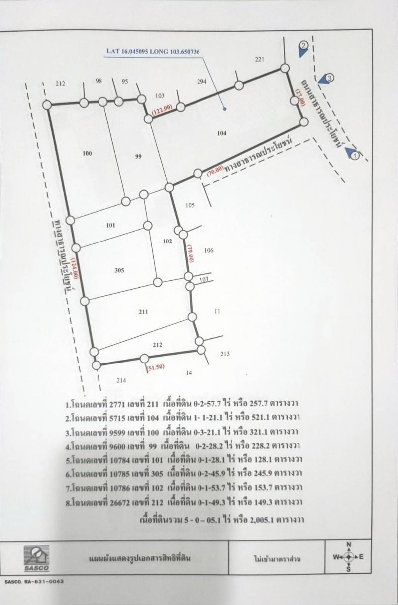 ขายที่ดินทำเลดี ราคาถูก ตำบลในเมือง  อำเภอเมือง  จังหวัดร้อยเอ็ด