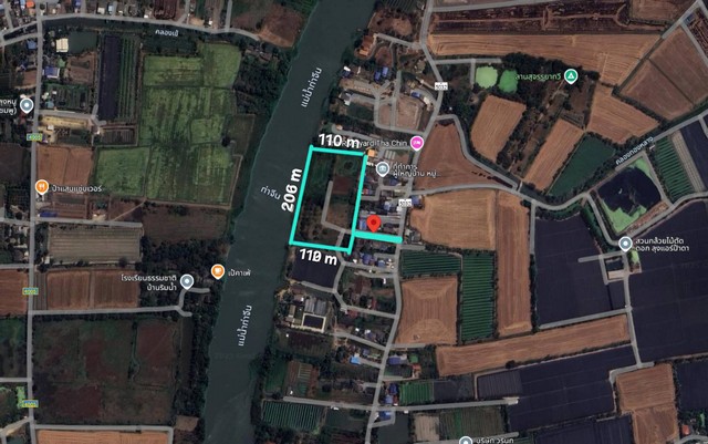 ขาย ที่ดินติดแม่น้ำท่าจีน ลำพญา นครปฐม เนื้อที่ 14-0-21.3 ไร่ ตารางวาละ 12500 บาท