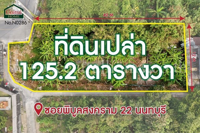 ที่ดินเปล่า 125.2 ตารางวา ซอยพิบูลสงคราม 22 ซอยวัดกำแพง ราคาถูกมาก
