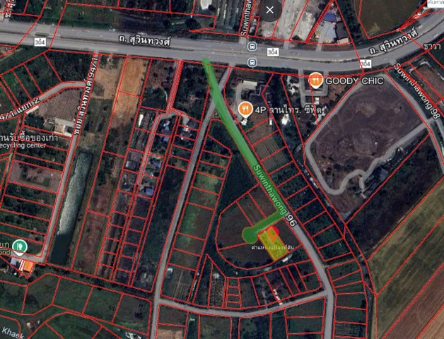 ขายที่ดิน สุวินทวงศ์96 1ไร่ 14ตรว. ที่สวย ถมแล้ว เข้าซอยเพียง 300 เมตร