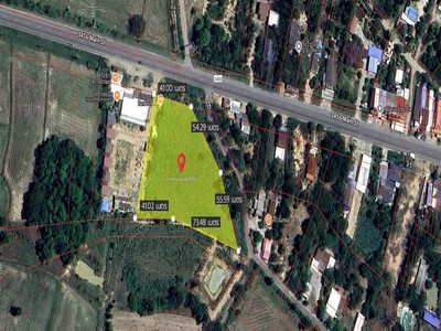 ขายด่วน! ที่ดินติดถนน 3 ด้าน 4 ไร่ หน้ากว้าง 40 ม. ติดถนนใหญ่ผังเมืองสีชมพู แปลงมุมหายาก ขายเพียง 3,750 บาท/ตร.วา เหมาะสำหรับสร้างธุรกิจ 