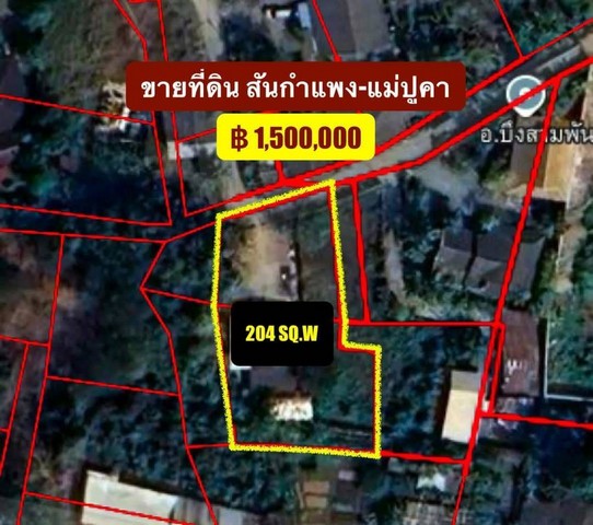 ขายที่ดิน สันกำแพง-แม่ปูคา ซ.7 ตรงข้าม รร.สวนเด็กสันกำแพง อำเภอสันกำแพง เชียงใหม่  204 ตารางวา