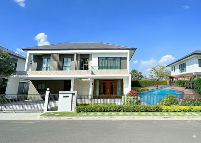 ลดราคา 40% บางนา ให้เช่าคฤหาสน์หรู 2 ชั้น  135ตร.วา.  สวนหลวง  สุวรรณภูมิ406 ตร.ม. หรูหรา พร้อมเฟอร์ฯ 4นอน 5น้ำ นิคมอุอัญธานี  900 ม. 