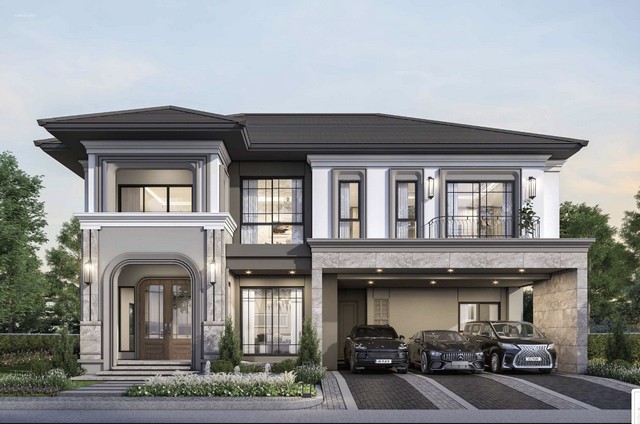 สัมผัสที่สุดแห่งการใช้ชีวิตเหนือระดับที่ แกรนด์ บางกอก บูเลอวาร์ด กรุงเทพกรีฑา (Grand Bangkok Boulevard Krungthep Kreetha) บ้านเดี่ยวหรู 3 แบบดีไซน์ Modern Classic เรียกได้ว่า เป็น Beverly Hill in Bangkok ได้แรงบันดาลใจจาก Würzburg Residenz, Germany พร้อม Double Master Bedroom รองรับทุกไลฟ์สไตล์ ใกล้ ARL ลาดกระบัง และสนามบินสุวรรณภูมิ ราคาเริ่มต้น 30–45 ล้านบาทแบบบ้านให้เลือก 3 แบบ•INGELHEIM : ที่ดินเริ่ม 92.3 ตร.ว. พื้นที่ใช้สอย 447 ตร.ม. 4 ห้องนอน 5 ห้องน้ำ 