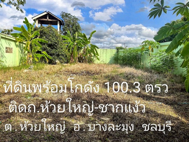 ขายที่ดินพร้อมโกดัง 100 ตรว. ติดถนนห้วยใหญ่-ชากแง้ว ใกล้มอเตอร์เวย์ เหมาะสร้างบ้าน