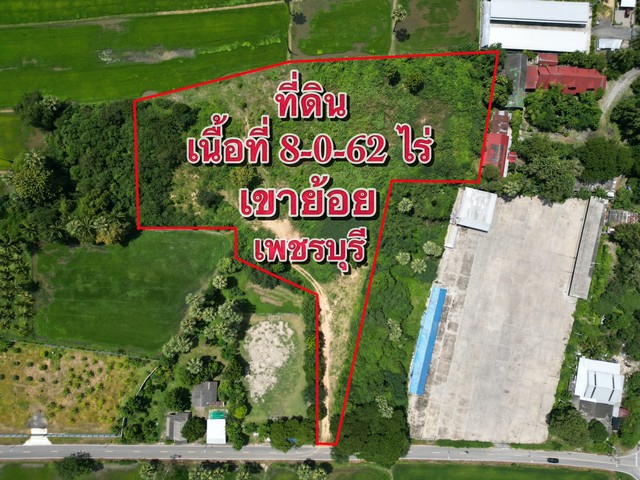 ขายที่ดิน อ.เขาย้อยเพชรบุรี เนื้อที่ 8 ไร่ 62 ตร.วา  ถนนสุวรรณดำริ   บางเค็ม  เพชรบุรี