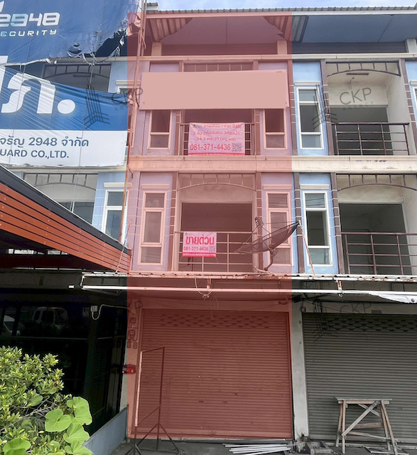 อาคารพาณิชย์ 3 ชั้น หน้านิคมปิ่นทอง 1 ศรีราชา ติดถนนเลียบมอเตอร์เวย์ ใกล้ตลาดแหล่งของกินของใช้
