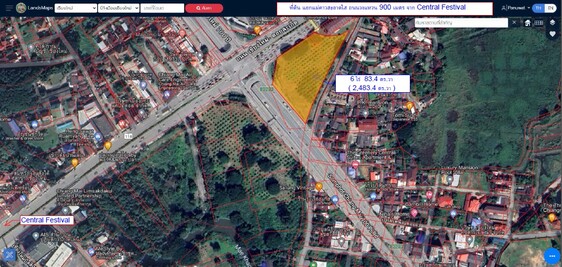 ที่ดินหัวมุมแปลงใหญ่ ทำเลระดับแลนด์มาร์ก (รับผู้ร่วมงาน) เพียง 3 นาที ถึง Central Festival Chiangmai