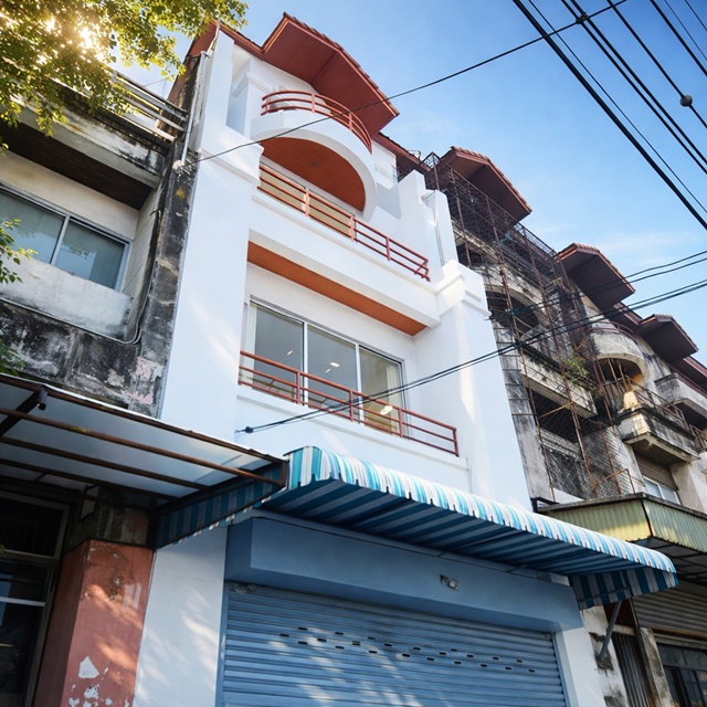 BTS คูคต 1.9กม.ให้เช่าราคาถูก อาคารพาณิชย์ 4.5 ชั้น  ลึก 25 ตร.วา. 410 ตร.ม.  เซียร์ รังสิต 2.8 กม 6 นอน 4 น้ำ 