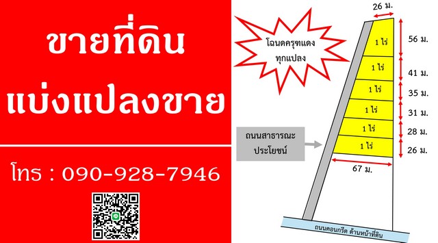  ขายถูก ที่ดินแบ่งแปลงขาย 6 แปลง ต.นากว้าง       (อ.เมือง จ.อุดรธานี)✨ แปลงละ 1 ไร่✨ ซื้อเงินสด หรือ ผ่อนตรงกับเจ้าของ✨ โฉนดครุฑแดง ทุกแปลง ✨ ที่ดินสวย ทำเลดี น่าลงทุน????ตำแหน่งที่ดิน  https://maps.app.goo.gl/qgE4CjXAdeBDzkcu9???? ราคา 450,000 บาท/แปลง???? ค่าใช้จ่ายวันโอนกรรมสิทธ์ คนละครึ่ง✨ โฉนดครุฑแดง ทุกแปลง พร้อมโอน✨ เดินทางสะดวก✨ ติดถนนคอนกรีต มีไฟฟ้าผ่าน✨ เหมาะสร้างบ้าน หรือ ลงทุน ???? ราคา  450,000 บาท/แป�