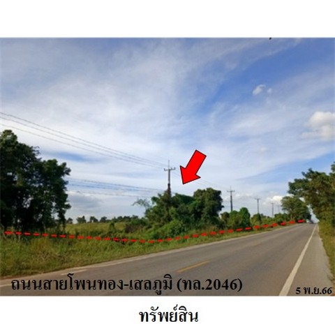 ขายที่ดินว่างเปล่า ถนน สายโพนทอง-เสลภูมิ (ทล.2046) ตำบล สระนกแก้ว อำเภอ โพนทอง จังหวัด ร้อยเอ็ด