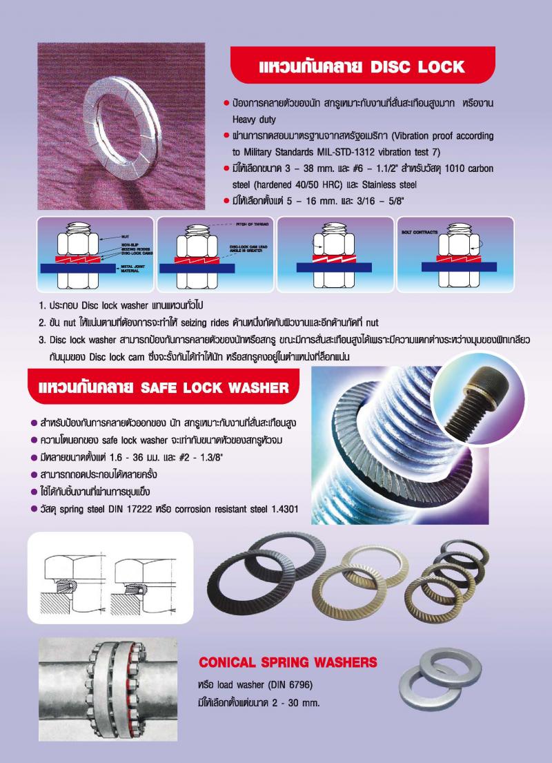 แหวนจานกันคลาย, แหวนจานโค้งมีฟัน, Ribbed lock washer, Serrated Washers, locking disc spring, แหวนฟันเฟืองกันคลาย