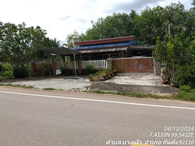 ขายบ้านเดี่ยวซ.ถนนบ้านเกาะปอม-บ้านป่ากอ ถ.สายตรัง-กันตัง จ.ตรัง