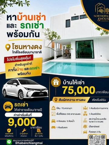 #รับนายหน้า ให้เช่า 75,000 บาท/เดือน ขาย 9.8 ล้าน #สันผักหวาน #หางดง #เจ้าของขายเอง มองหานักลงทุน พูลวิลล่า 2 ชั้น บ้านเลขที่สวย 128/8 (หลัง A2) ทำเลดี #สไตล์โมเดิร์น (บ้านว่าง 1 ส.ค. 2569)ที่ดิน 70 ตารางวาพื้นที่ใช้สอย 240 ตารางเมตร4 ห้องนอน 5 ห้องน้ำ1 ห้องรับแขก1 ห้องรับประทานอาหาร1 ห้องครัวไทยสระว่ายน้ำระบบเกลือ ขนาด 3 x 8 เมตรมีโซลาร์เซลล์ที่จอดรถ 2 คันราคา 9,800,000 บาท (ปัจจุบันมีผู้เช่าสัญญ�