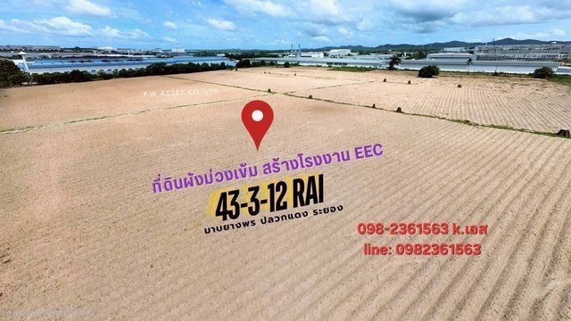 ขายที่ดิน ถมแล้ว 43-3-12 ไร่ เขตพื้นที่ สีม่วงเข้ม ติดนิคมอมตะซิตี้ระยองราคาขายไร่ละ 5,800,000 บาท ซื้อปี 2025 ราคาคุยได้ราคาจากเจ้าของพื้นที่สีม่วงเข้ม (ขอ.18) รองรับอุตสาหกรรมขนาดกลาง-ใหญ่- พื้นที่ถมแล้ว เรียบเสมอทั้งแปลง- ระบบสาธารณูปโภค ครบครัน- ไฟฟ้า 3 เฟส / ไฟฟ้าแรงสูง- ประปา / ท่อระบายน้ำ- ติดเขตนิคมอุตสาหกรรมอมตะซิตี้ ระยอง- เข้าถึงง่าย ใกล้ถนนสาย 331 และถนนทางหลวงหมาย�