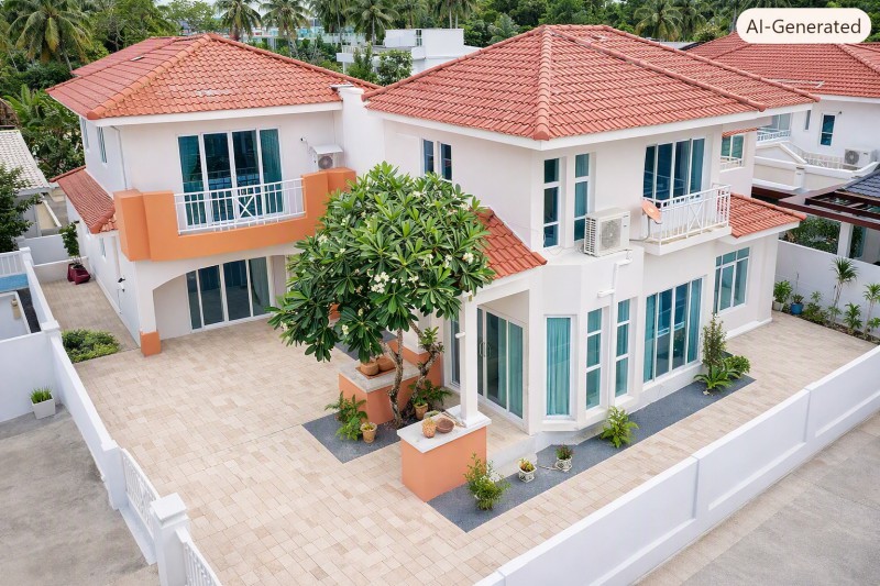 Pool Villa บ้านเดี่ยว 2 ชั้น 3-4นอน ราคาเช่า 39,998 บาท/เดือน DIY ธูปะเตมีย์  เกาะสมุย  3 น้ำ ใกล้ตลาดสดศรีฟ้า 650 ม.และทางขึ้นเขาป้อม 68 ตร.ว. 153 ตร.ม.พร้อมห้องทำงาน โซนกิจกรรม โต๊ะพูล ครัวเปิดครบครัน และสระว่ายน้ำส่วนกลาง บรรยากาศเงียบสงบ เหมาะสำหรับอยู่อาศัย ใกล้วัดเขาป้อม 1.8 กม.แหล่งท่องเที่ยว และสิ่งอำนวยความสะดวกครบครันPool Villa Two-story detached house 3-4bed DIY  Dhupatemiya KohSamui  Rent 39,998 THB/month. 3bath 68sq.wa. land and 153 sq.m. usable area. Includes a study ro