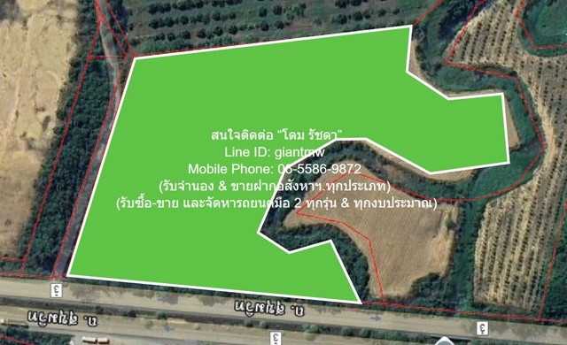 DSL-1057 ขาย ที่ดิน ขายที่ดินไร่สัปปะรดแปลงใหญ่ ติดถนนสุขุมวิท (ทางหลวงหมายเลข 3) และติดคลอง 16-2-2 ไร่ (6,602 ตร.ว.) ราคา 4 ล้านบาท/ไร่  ระยอง    16 ไร่ 2 งาน 6602 ตารางวา ใกล้กับ