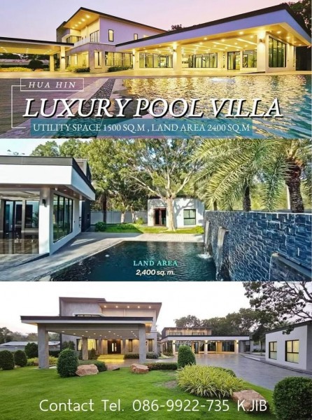 Luxurious vacation pool villa house, Hua Hin, ThailandFor sale 49,900,000 million baht(Accept payment in baht and all types of BTC, ETH, BNB, USDT crypto)Nearby placesNear Hua Hin 2 HospitalNear the Beach 4.2 kilometersNear Wang Klai Kang Won Palace 4.8 kilometersNear the airport 4 kilometers**Location: Soi Chonprathan 12, Hua Hin District.Land details: Land size 2400 sq m., usable area 1,500 sq m.The main building consists of 5 bedrooms, 6 bathrooms, 1 living room, 1 home theatre room, 1 office room, 1 relaxation room, and a rooftop where parties can be held.Indoor parking for 6 cars2-storey multi-purpose building for banquetsReception building, 1 bedroom, 1 living room, pantry for preparing food.1 multi-purpose building, 8-sidedWith swimming poolFully decorated, able to move in immediately.The area is divided into proportions. A fully enclosed fence provides high privacy.Full Review Cliphttps://youtu.be/tST5eerQmMY?si=pzIq1GZTzNIks6wdFirst location Samo Phrong Village, Hua Hinhttps:/
