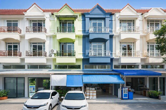 ใกล้ตลาดถนอมมิตรและเพลินนารี่มอลล์ ให้เช่า อาคาร 3 ชั้นครึ่ง วัชรพล สุขาภิบาล 5 14,999B-M 2นอน 3น้ำ ระบบไฟฟ้า 3 เฟส ชั้นลอยกระจกมองเห็นชั้น 1 ด้านหลังเป็นลานซักล้างพร้อมหลังคาและมุ้งลวด เหมาะสำหรับทำสำนักงาน ธุรกิจ ร้านค้า หรือใช้งานเชิงพาณิชย์ บนทำเลวัชรพล บางเขนnear Thanommitr Market and Plearnary Mall 3.5 Storey Building 2beds 3baths. Watcharapol Sukhaphiban5 featuring 3baths 3phase electrical system, a glass mezzanine overlooking the ground floor, and a covered rear laundry area with full insect screens. Suitable for office, business, r