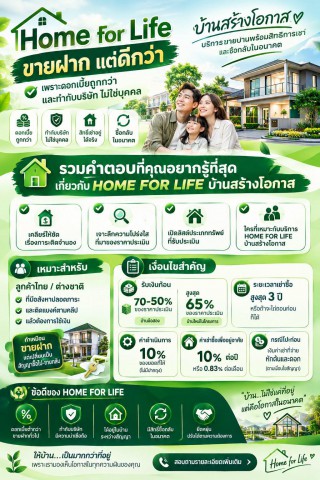 HOME FOR LIFE | บ้านสร้างโอกาสขายบ้านพร้อมสิทธิการเช่า และสิทธิซื้อกลับในอนาคตทางเลือกสำหรับเจ้าของอสังหาริมทรัพย์ที่ต้องการใช้เงิน โดยมีรูปแบบการทำธุรกรรมที่คล้ายการขายฝาก แต่ปรับเป็น “สัญญาซื้อไป–ขายกลับ” พร้อม สัญญาเช่าซื้อเพื่ออยู่อาศัยต่อ โดยดำเนินการกับบริษัทเหมาะสำหรับลูกค้าคนไทย / ต่างชาติที่มีอสังหาริมทรัพย์ที่ต้องการนำมาใช้เป็นทางเลือกในก�