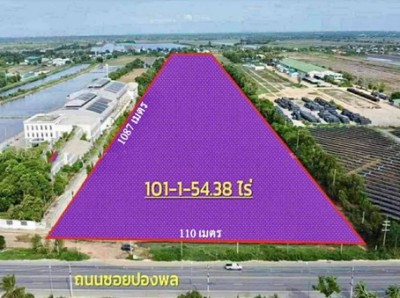 ขายที่ดินเมืองฉะเชิงเทรา√ ที่ดินเนื้อที่ 101 ไร่ 1 งาน 54.38 ตารางวา♒พื้นที่สีม่วงลาย????พิกัด ต.คลองเปรง อ.เมือง จ.ฉะเชิงเทรา✅รายละเอียดที่ดิน▪️เป็นพื้นที่นาเดิม น้ำไม่ท่วม ติดถนนทั้ง 2 ด้าน และติดลำคลองเปรง▪️หน้ากว้างติดถนน 4 เลน 110 เมตร▪️พื้นที่กว้าง 110 เมตร ลึก 1,087 เมตร▪️มีระบบสาธารณูปโภค  ไฟฟ้าแรงสูง,ประปาส่วนภูมิภาค,โทรศัพท์, อินเตอร์เน็ต▪️ติดกรุงเทพฝั่งตะวันอ�
