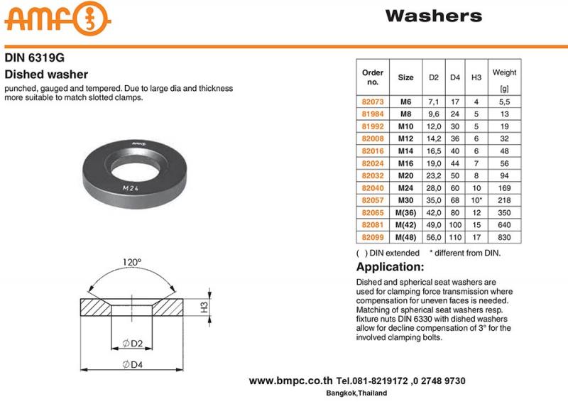 Dished washer, Spherical seat washer, DIN6319C, DIN6319D, DIN6319G