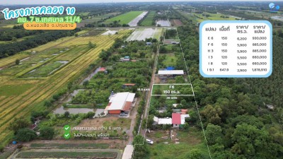 ขายที่ดินคลอง 10 กม.7 เนื้อที่เริ่มต้นแปลงละ 120 ตารางวา  อ.หนองเสือ จ.ปทุมธานีที่ตั้ง : คลอง 10 กม.7 อ.หนองเสือ จ.ปทุมธานีเนื้อที่เริ่มต้นแปลงละ 120 ตารางวารายละเอียดที่ดินว่างเพียง 6 แปลงสุดท้าย จุดเด่นทำเล✅ ห่างถนนสายหลัก รังสิต–นครนายก เพียง 7 กม.✅ ทุกแปลง ติดถนนสาธารณะ✅ ถนนคอนกรีตกว้าง 8 เมตร รถเข้าออกสะดวก✅ อยู่ในแหล่งชุมชน มีเพื่อนบ้านหลายครัวเรือน✅ ใกล้ ตลาด / ร้�
